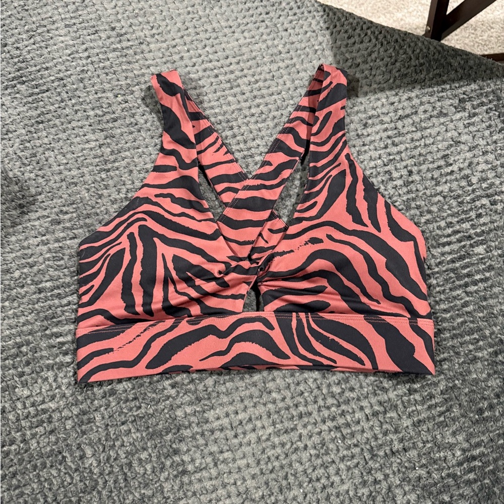 Fabletics Zebra Print Cross-Back Bralette